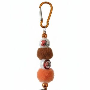 Cleveland Browns Orange and Brown Pom Pom Keychain